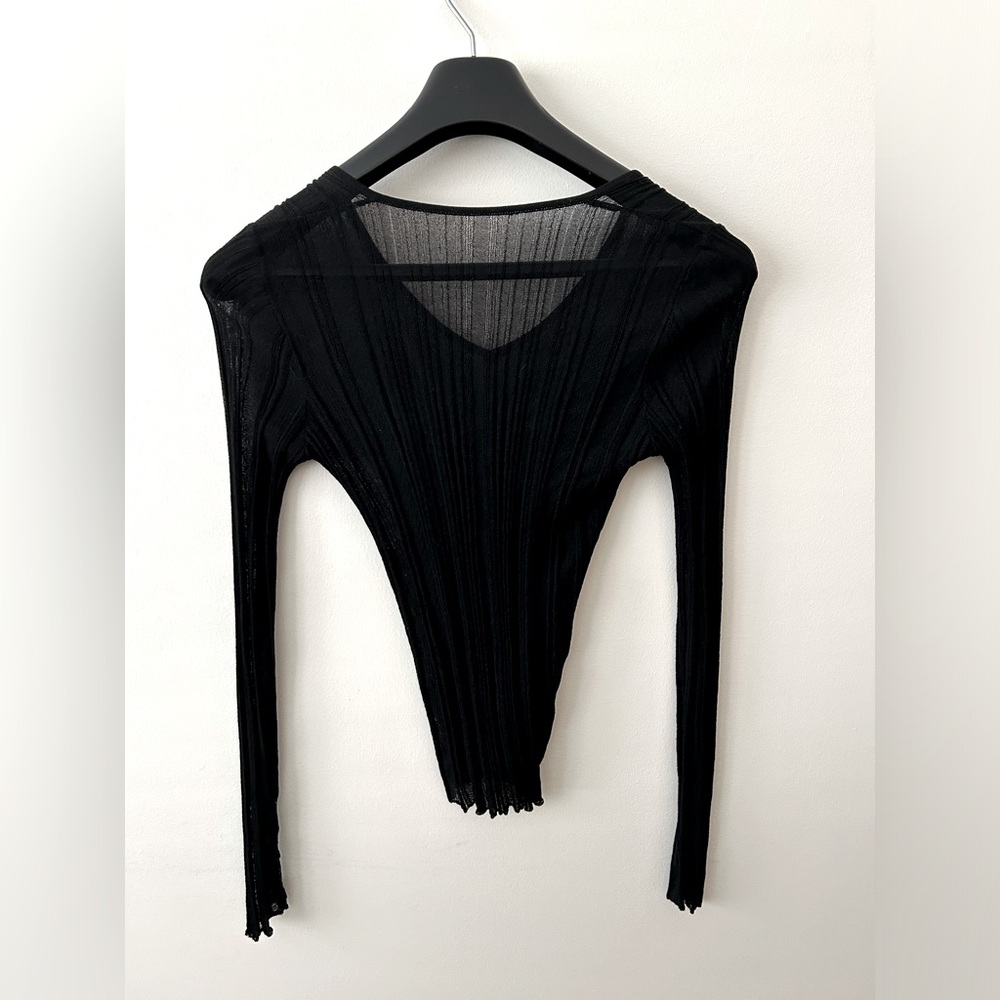 Lida Baday sheer black v-neck top - Picture 2 of 4